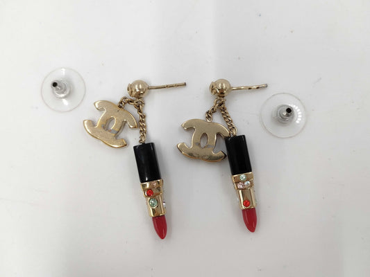 CHANEL 04A engraved Coco Mark lipstick earrings