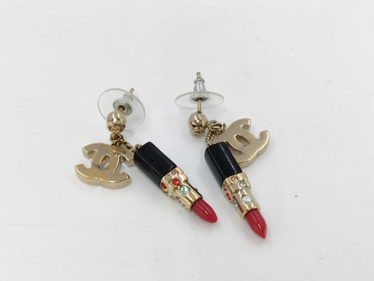 CHANEL 04A engraved Coco Mark lipstick earrings