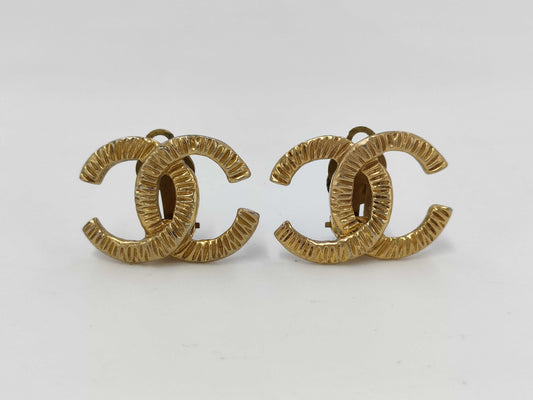 CHANEL Coco Mark Earrings with Engraved Plate
