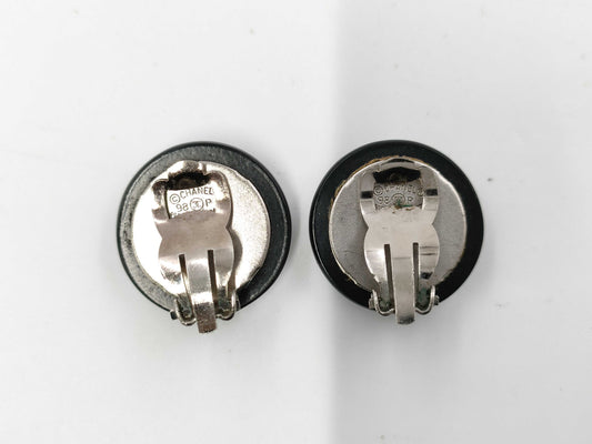 CHANEL 98P Coco Mark Logo Black Earrings