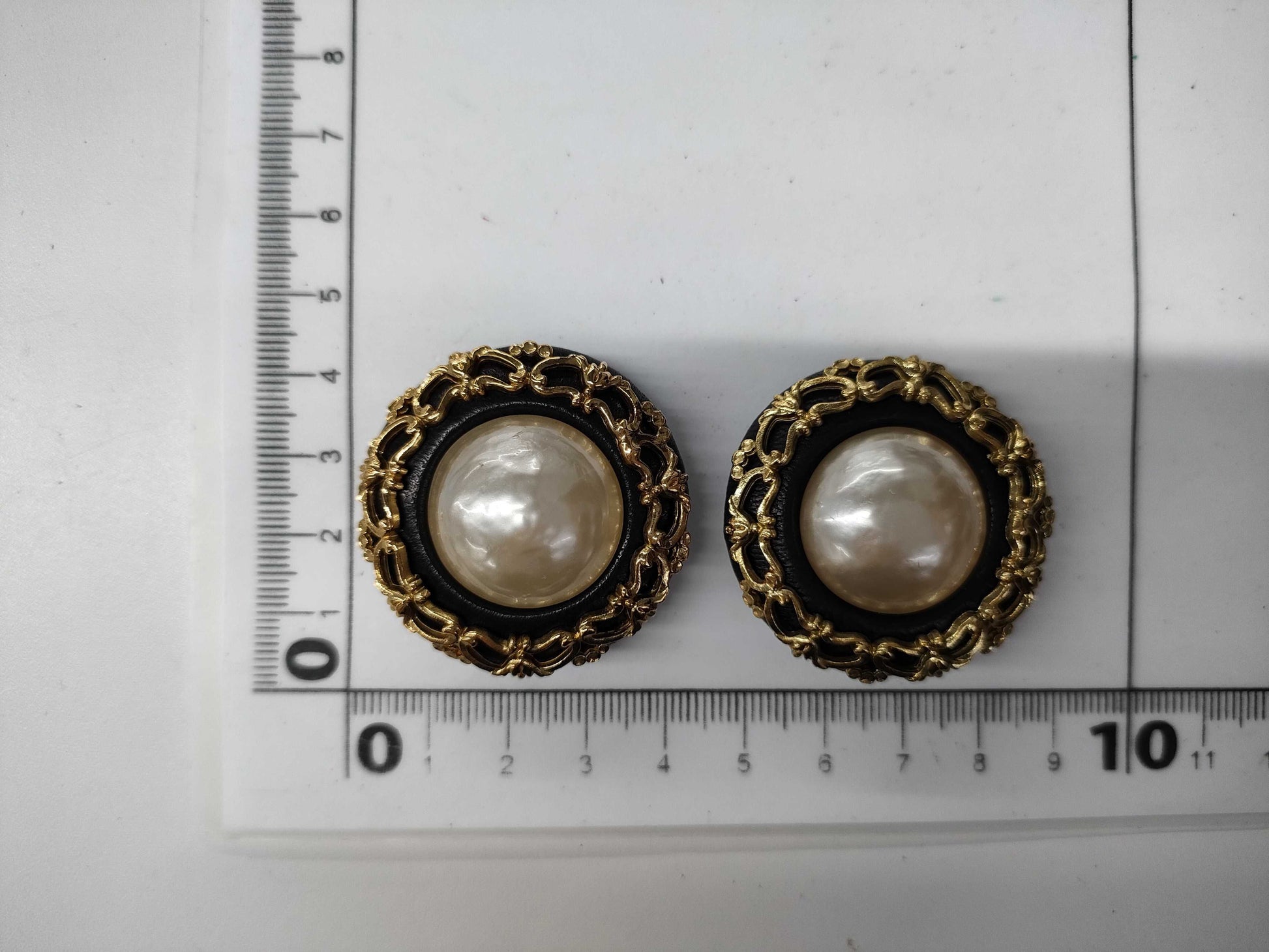 CHANEL 28th Scale Pearl Leather Large Earrings