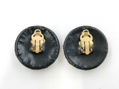 CHANEL 28th Scale Pearl Leather Large Earrings