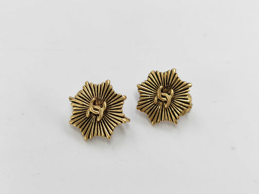 CHANEL engraved Coco Mark medal motif earrings