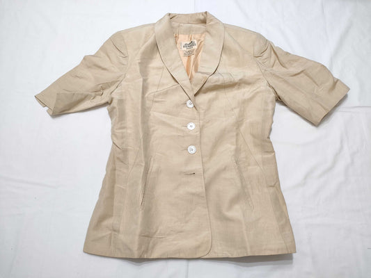 HERMES Short Sleeve Silk Linen Jacket Size 42