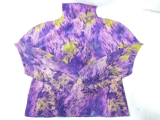 ISSEY MIYAKE Tops High Neck Long Sleeve All-Over Print Tops
