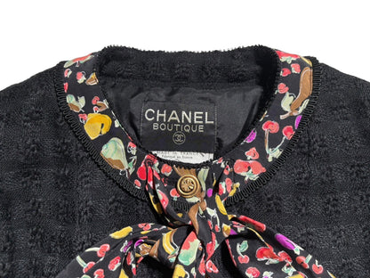 CHANEL 80s Vintage Tweed Set with Scarf and Gold Buttons, Size 36, Other Apparel