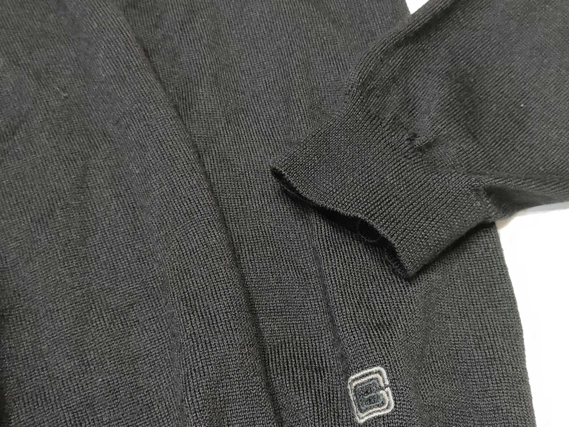 GUCCI Knit Sweater with Embroidered Logo, Size L, Tops