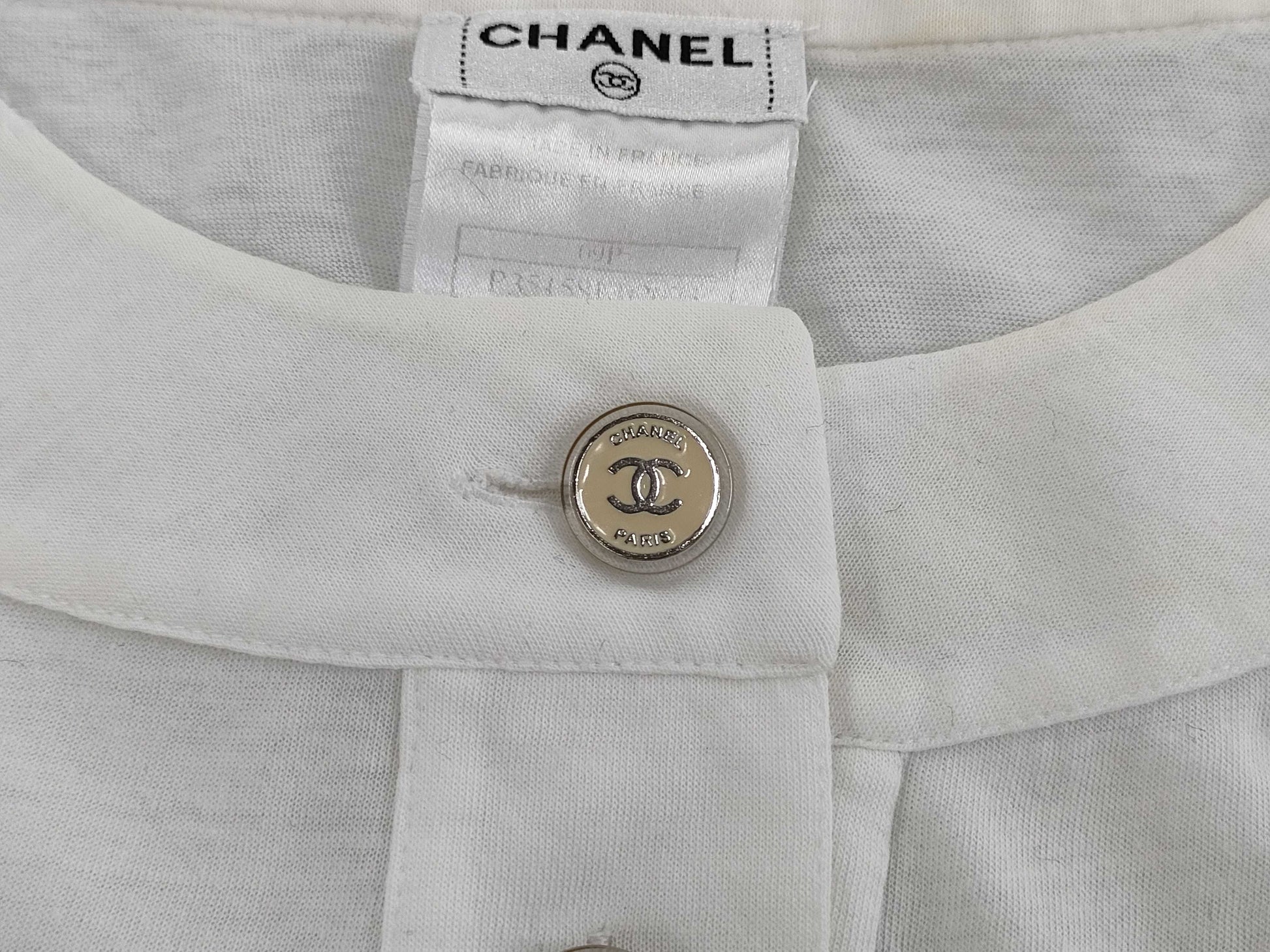 CHANEL Chanel Blouse with Ruffles and Coco Buttons, Size 34, Tops