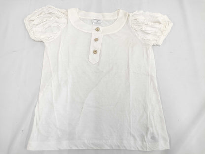CHANEL Chanel Blouse with Ruffles and Coco Buttons, Size 34, Tops