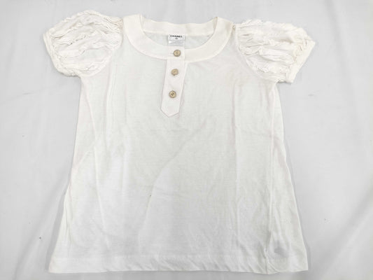 CHANEL Chanel Blouse with Ruffles and Coco Buttons, Size 34, Tops