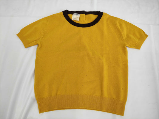 CHANEL Summer Knit Two-tone Coco Button Top Size 42