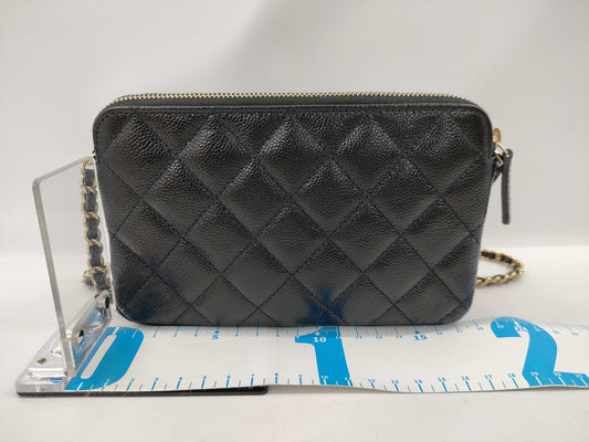 CHANEL Matelasse Caviar Skin Shoulder Bag, Black