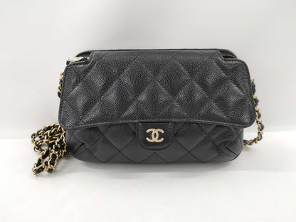 CHANEL Matelasse Caviar Skin Shoulder Bag, Black