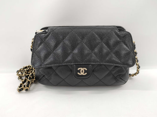 CHANEL Matelasse Caviar Skin Shoulder Bag, Black