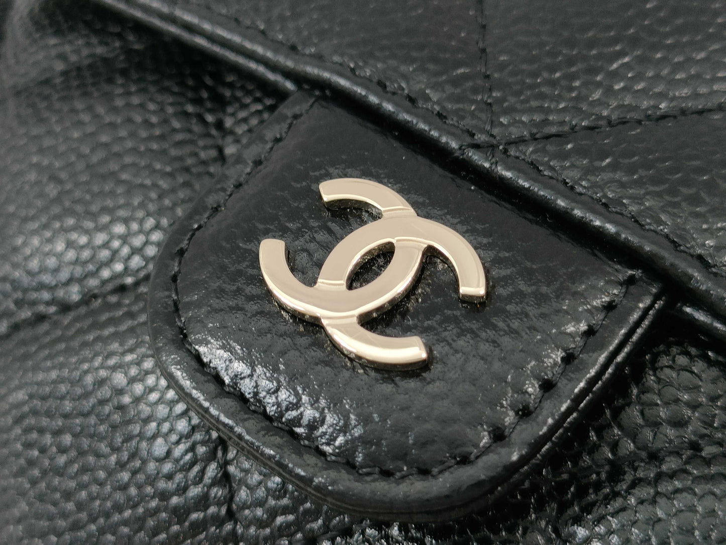 CHANEL Matelasse Caviar Skin Shoulder Bag, Black