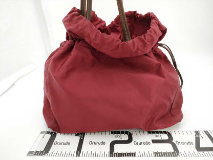 PRADA nylon leather logo embroidered tote bag
