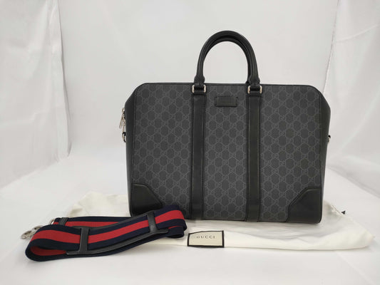 GUCCI GG Supreme Briefcase PVC/Leather Business Bag