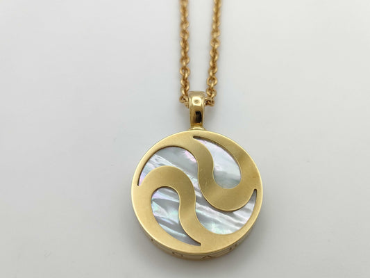 BVLGARI Optical Shell Necklace, Yellow Gold 750/Stainless Steel, 53.0g 