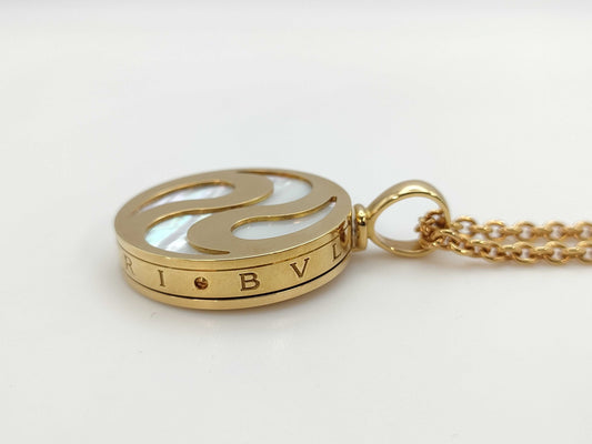 BVLGARI Optical Shell Necklace, Yellow Gold 750/Stainless Steel, 53.0g 