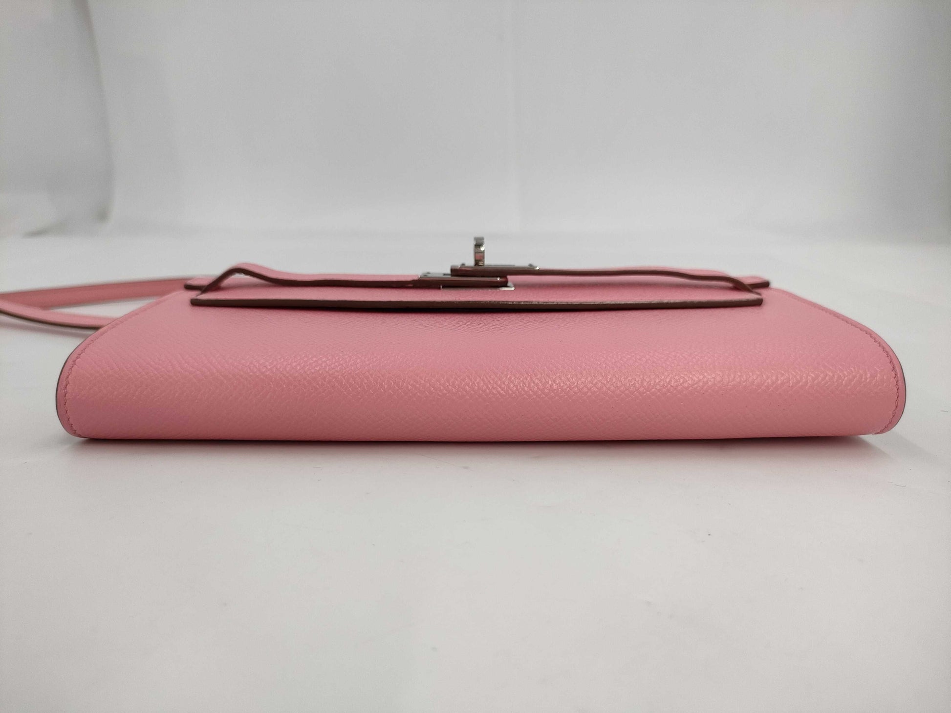 HERMES Kelly Wallet To-Go Epson Rose Confetti Silver Hardware Y Stamp Wallet