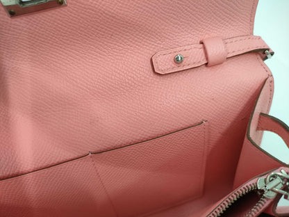HERMES Kelly Wallet To-Go Epson Rose Confetti Silver Hardware Y Stamp Wallet