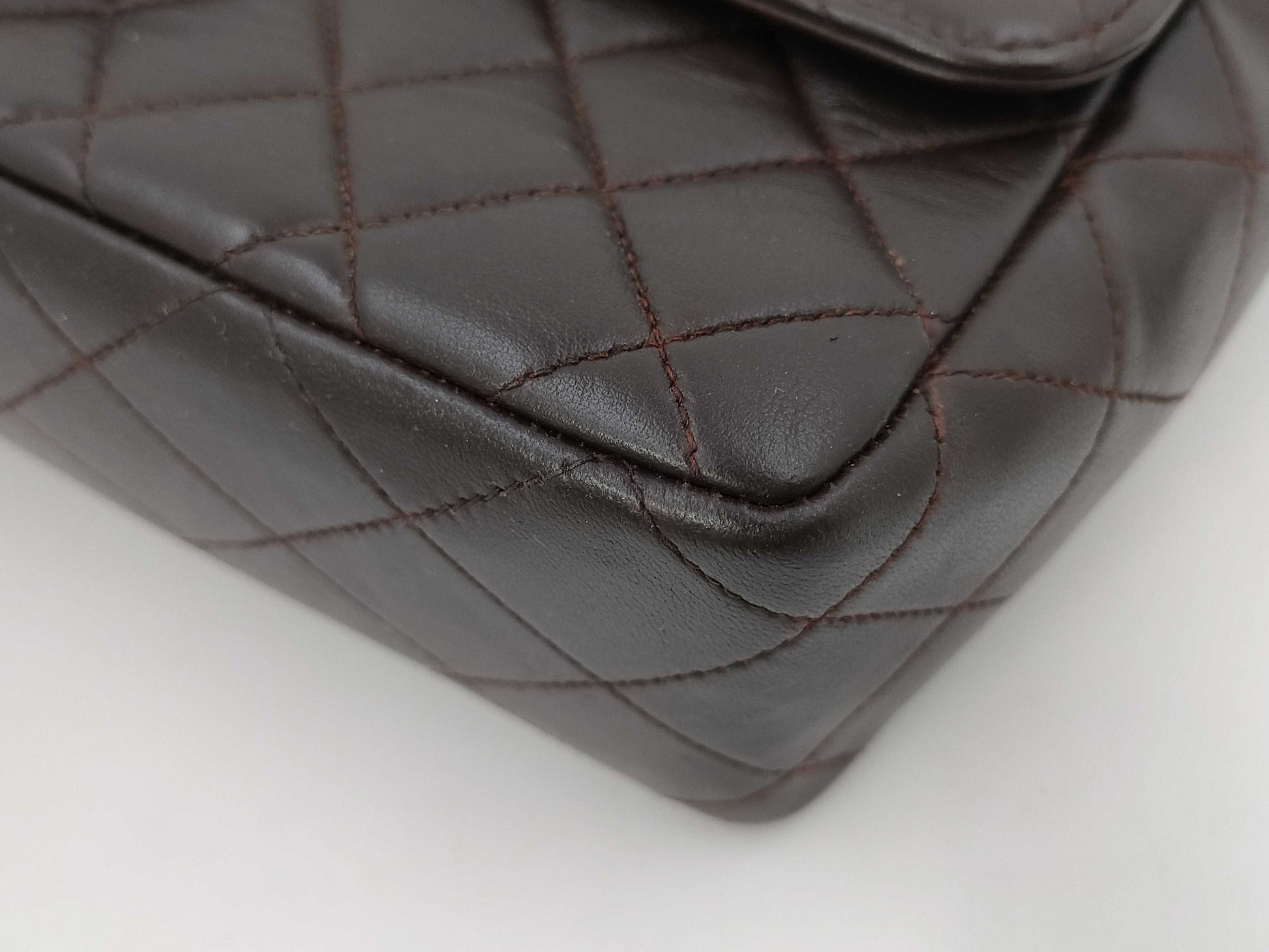 CHANEL Matelasse Lambskin Handbag, Dark Brown, No. 3