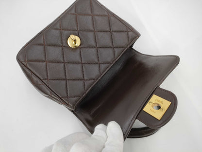 CHANEL Matelasse Lambskin Handbag, Dark Brown, No. 3