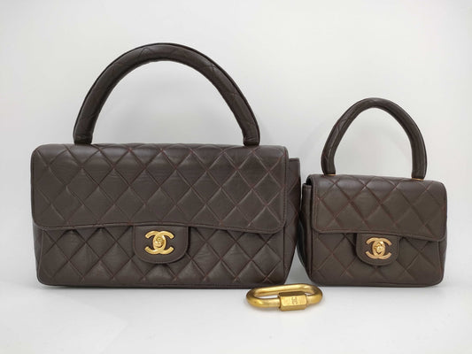 CHANEL Matelasse Lambskin Handbag, Dark Brown, No. 3