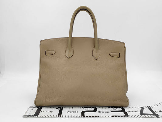 HERMES Birkin 35 Taurillon Clemence Leather Handbag with Silver Hardware and L Stamp
