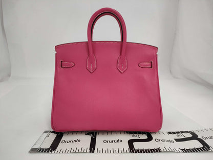 HERMES Birkin 25 Candy, Epsom Leather, Rose Tyrien, Ruby, Silver Hardware, Q Stamp, Handbag