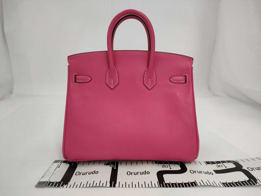 HERMES Birkin 25 Candy, Epsom Leather, Rose Tyrien, Ruby, Silver Hardware, Q Stamp, Handbag