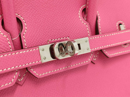 HERMES Birkin 25 Candy, Epsom Leather, Rose Tyrien, Ruby, Silver Hardware, Q Stamp, Handbag