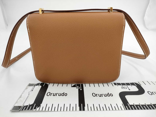 HERMES Constance Mini W Stamp Epson Gold Shoulder Bag with Gold Hardware