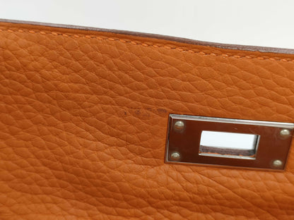 HERMES Kelly 28 Orange with J Stamp and Silver Hardware, Handbag/Shoulder Bag