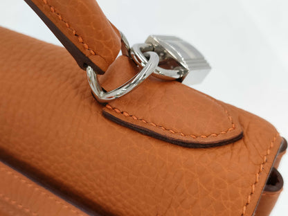 HERMES Kelly 28 Orange with J Stamp and Silver Hardware, Handbag/Shoulder Bag