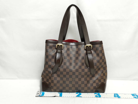 LOUIS VUITTON RFID Unverifiable Serial Number Unclear Damier Louis Vuitton Hampstead MM Brown Damier Ebene Handbag with Gold Hardware CA1017