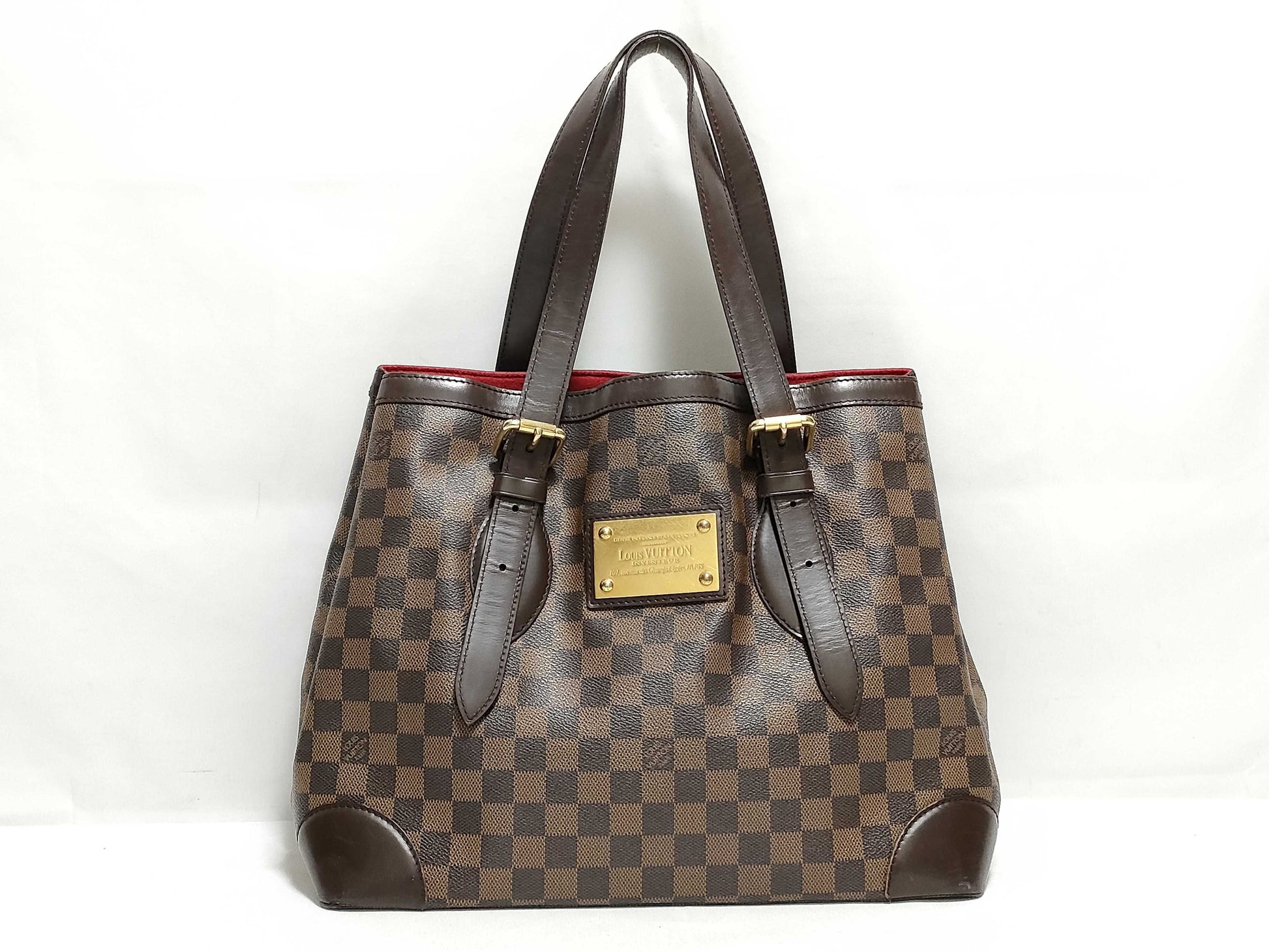 LOUIS VUITTON RFID Unverifiable Serial Number Unclear Damier Louis Vuitton Hampstead MM Brown Damier Ebene Handbag with Gold Hardware CA1017