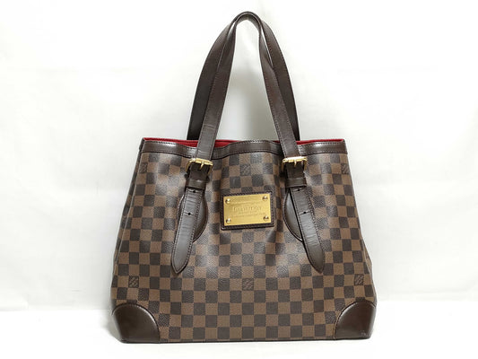 LOUIS VUITTON RFID Unverifiable Serial Number Unclear Damier Louis Vuitton Hampstead MM Brown Damier Ebene Handbag with Gold Hardware CA1017