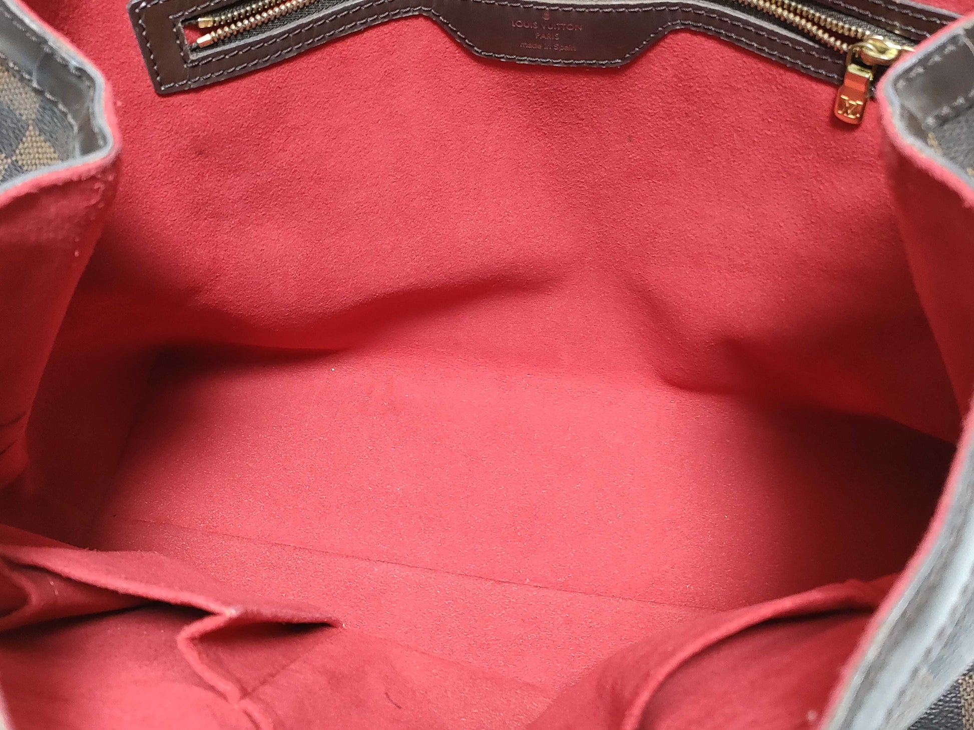 LOUIS VUITTON RFID Unverifiable Serial Number Unclear Damier Louis Vuitton Hampstead MM Brown Damier Ebene Handbag with Gold Hardware CA1017