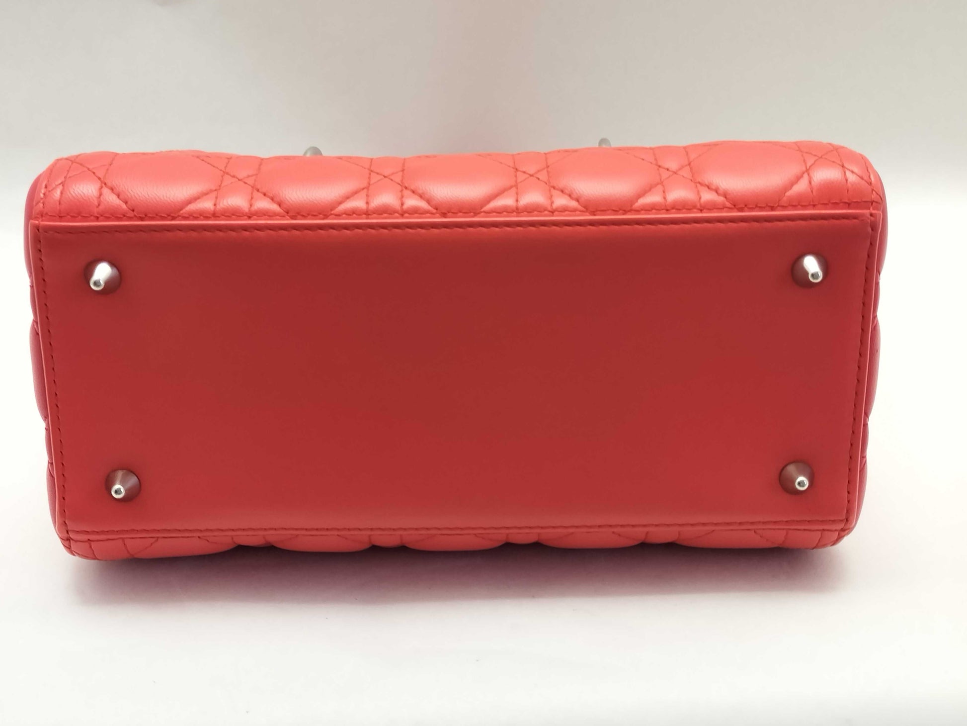 Dior Lady Dior Medium Zip Orange/Pink Cannage Lambskin Leather Silver Handbag 16-BO-0123