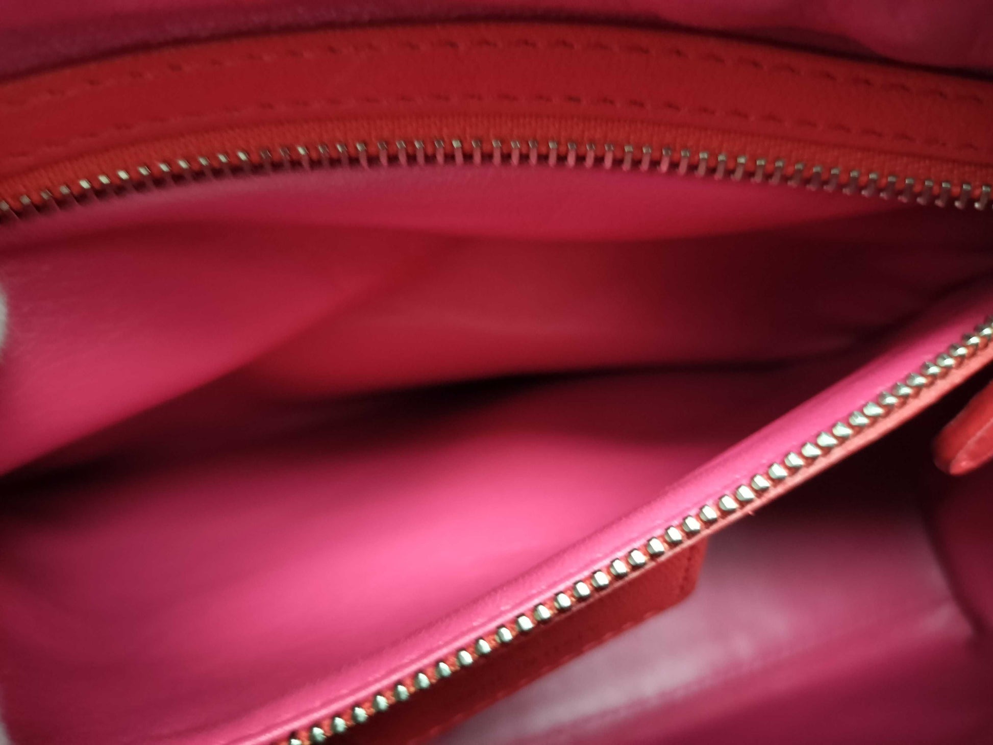 Dior Lady Dior Medium Zip Orange/Pink Cannage Lambskin Leather Silver Handbag 16-BO-0123