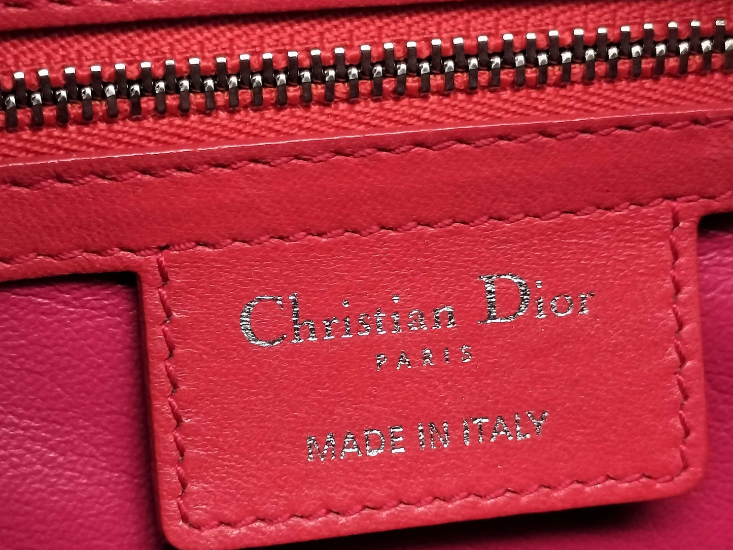 Dior Lady Dior Medium Zip Orange/Pink Cannage Lambskin Leather Silver Handbag 16-BO-0123