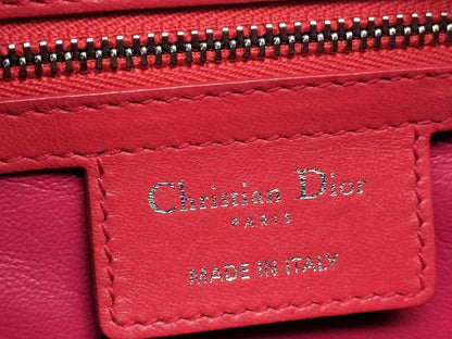 Dior Lady Dior Medium Zip Orange/Pink Cannage Lambskin Leather Silver Handbag 16-BO-0123