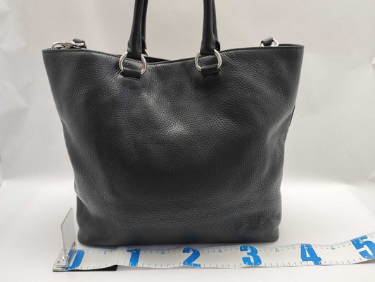 PRADA Prada Large Convertible Tote in Black and Silver Vitello Dino Leather, 103 Tote Bag