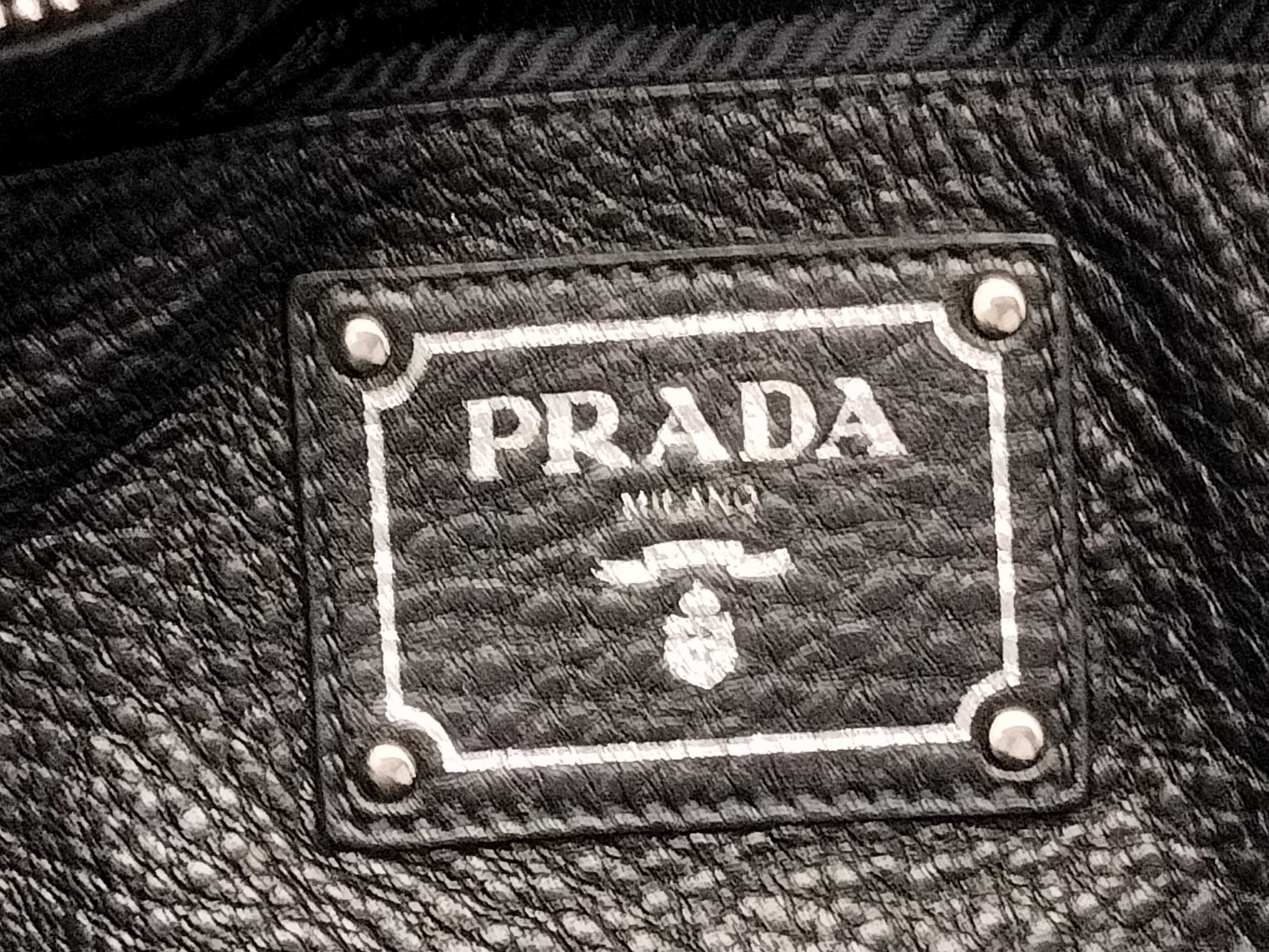 PRADA Prada Large Convertible Tote in Black and Silver Vitello Dino Leather, 103 Tote Bag