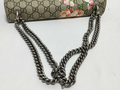 GUCCI GG Supreme Medium Dionysus Blooms Shoulder Bag in Beige/Red with Blooms Supreme Coated Canvas and Silver 