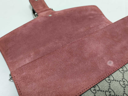 GUCCI GG Supreme Medium Dionysus Blooms Shoulder Bag in Beige/Red with Blooms Supreme Coated Canvas and Silver 