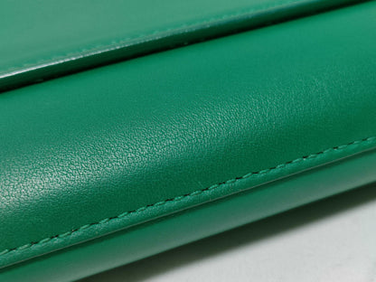 SAINT LAURENT Yves Saint Laurent Classic Ligne Y Clutch Bag in Green Smooth Calfskin Leather with Gold Accents, 311213, 2020