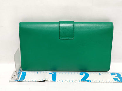 SAINT LAURENT Yves Saint Laurent Classic Ligne Y Clutch Bag in Green Smooth Calfskin Leather with Gold Accents, 311213, 2020