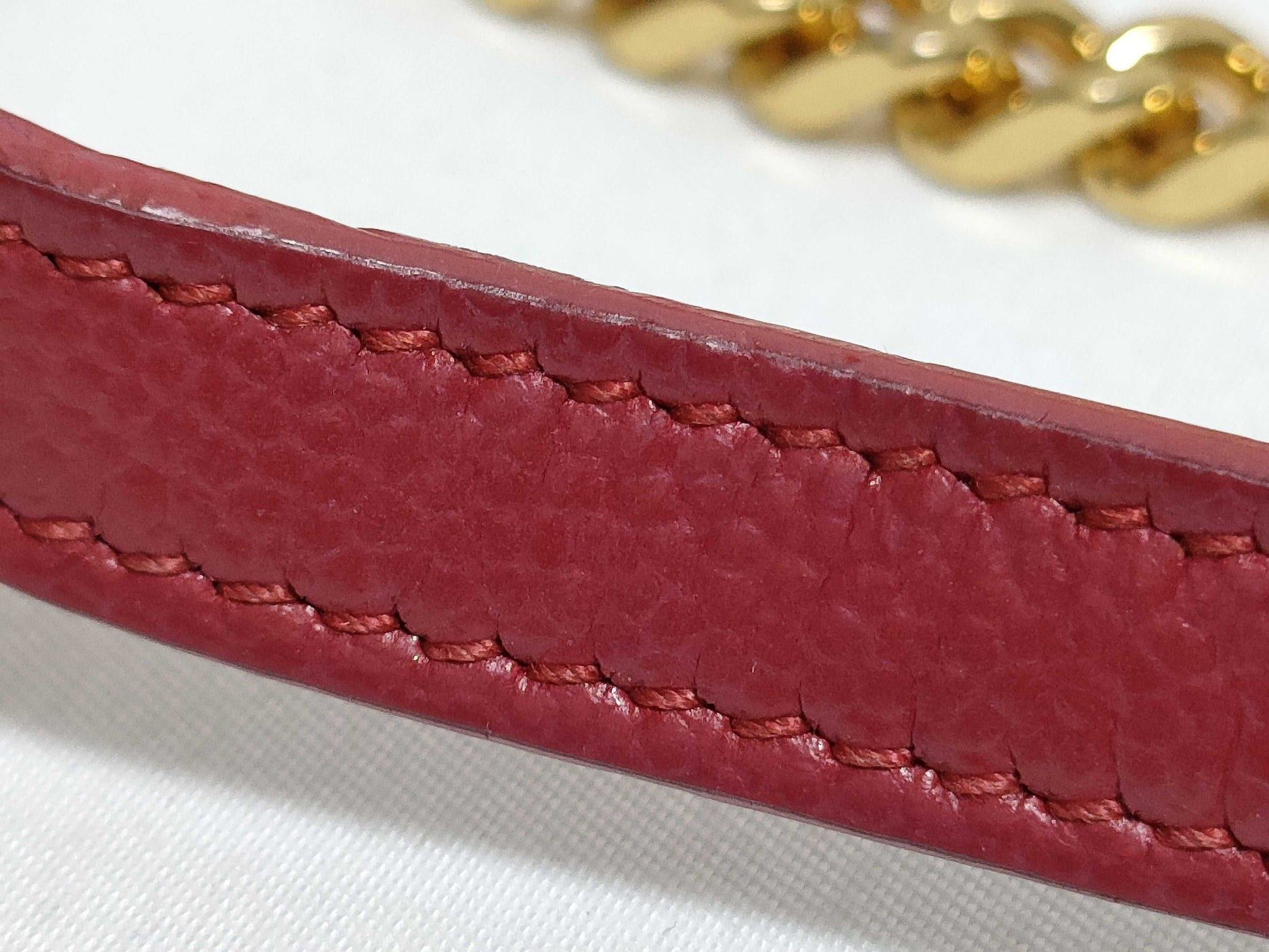 SAINT LAURENT Yves Saint Laurent Envelope Wallet on Chain in Red Quilted Grain de Poudre Leather with Gold GNC 393953 1118 Shoulder Bag